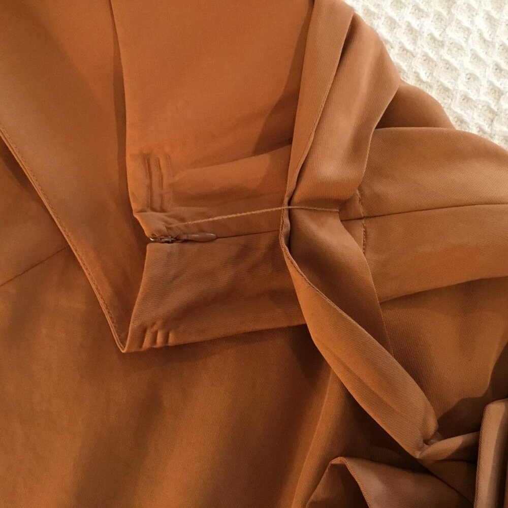 Cremieux Sierra Brown Tencel Midi Skirt Fabric Tie Size 8 - Picture 4 of 8